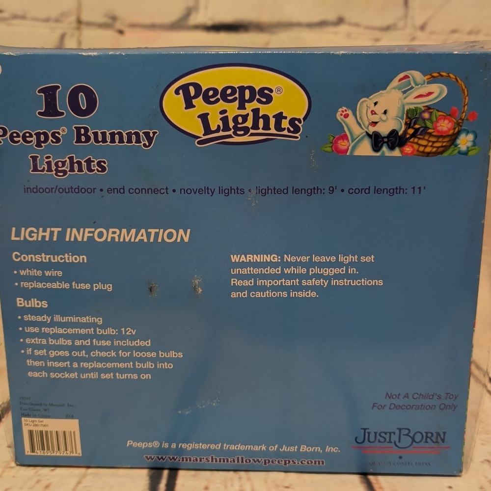 NIB Vintage Blue Peeps 10 Bunny Lights - Picture 3 of 7